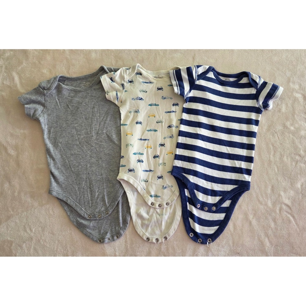 Moon and Back by Hanna‎ Andersson 12M Bodysuit Bundle Set of 3 Neutral Basics